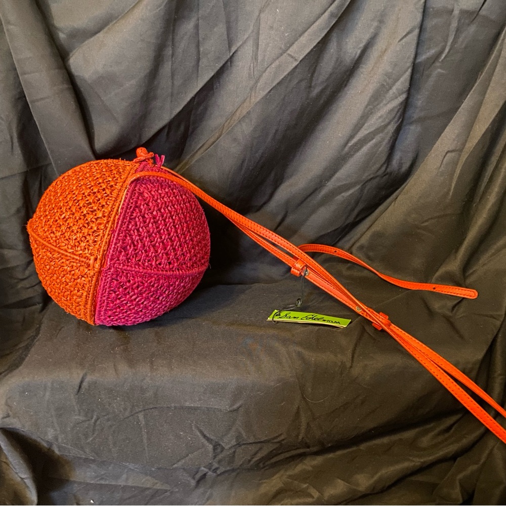 Orange and Pink Woven Crossbody Bag